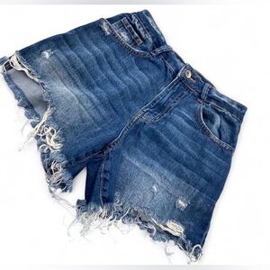 Rewash Frayed Hem Blue Jean Shorts